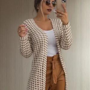 Casaquinho Feminino Tricot Kimono Cardigã Blusa Manga Longa