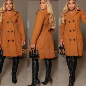 Sobretudo La Batida Casaco Feminino Longo Estilo Blogueirinha Chique Inverno Elegante caramelo preto