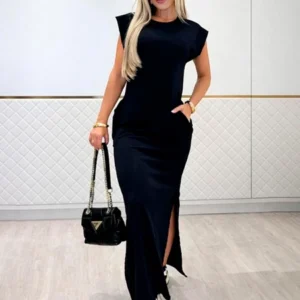 Vestido Ester Longo Manga Muscle